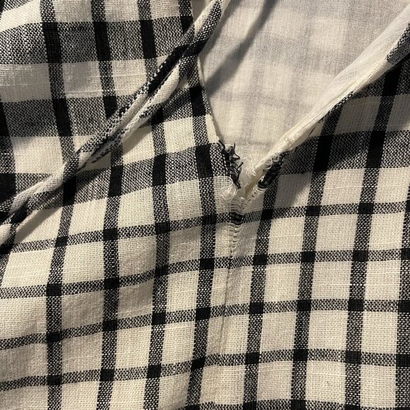 Zara Trafaluc Dress Womens Sz M Checkered Plaid Embroidered Drop Waist Mini Red - Picture 9 of 9